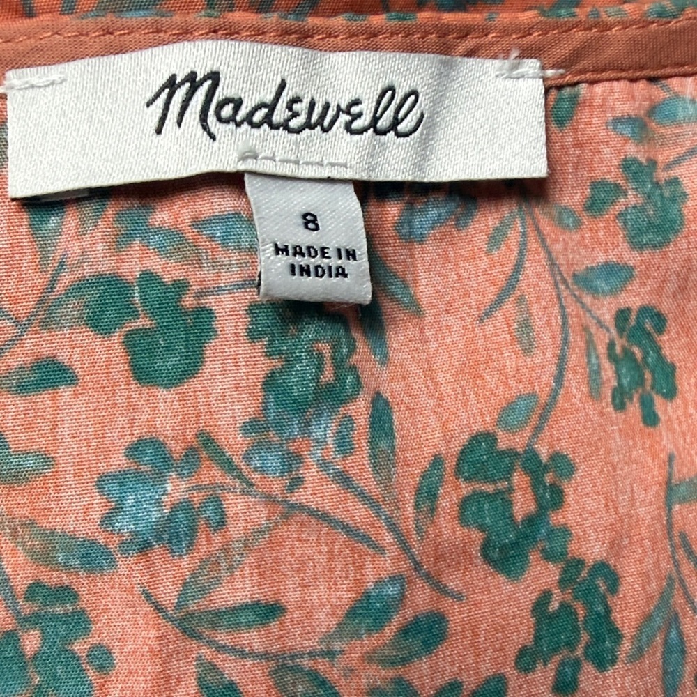 Madewell Amari Twist Detail Shirt Sunset Haze Orange Green Size 8 - Picture 2 of 8